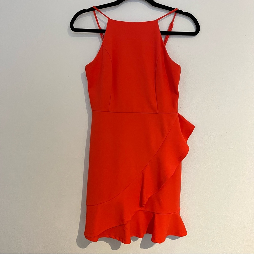 Lulu’s Coral Red Ruffle Mini Dress - Picture 4 of 9
